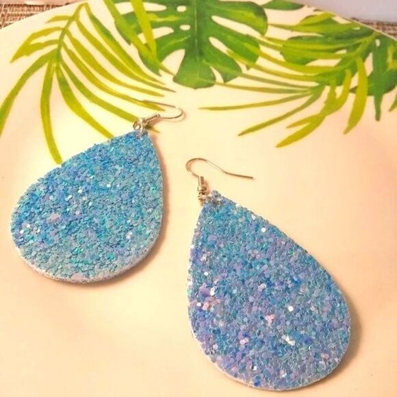 Blue Sky Sparkle Party Teardrop Earrings - Picture 2 of 4